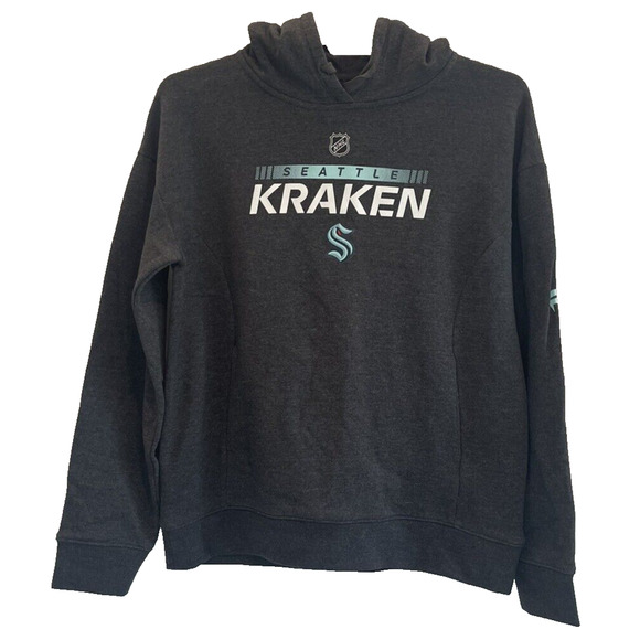 NHL Seattle Kraken Dark Gray Pullover Hoodie Small 🔥NEW🔥Fanatics Authentic Pro - Picture 1 of 9